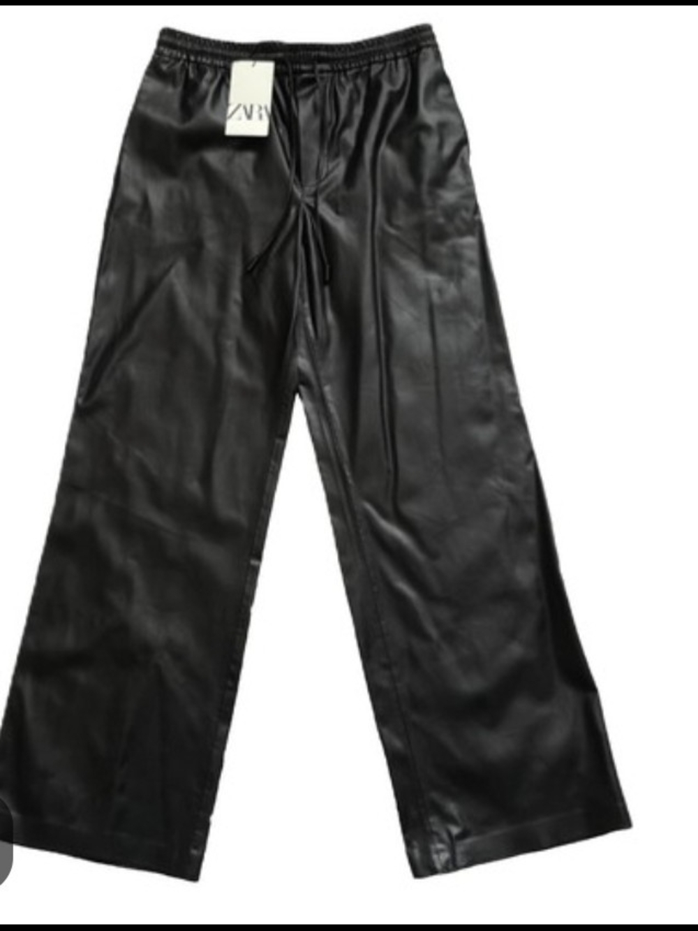 Zara Black Faux Leather Wide-Leg Pants